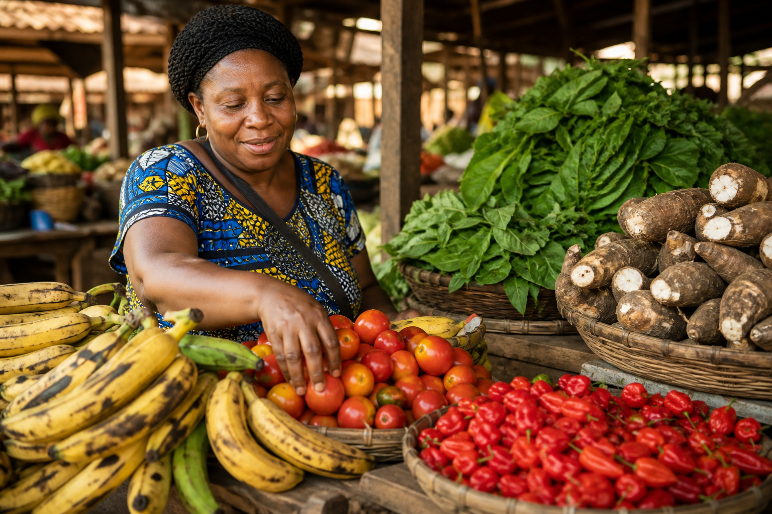 Fresh produce vendor at a local market